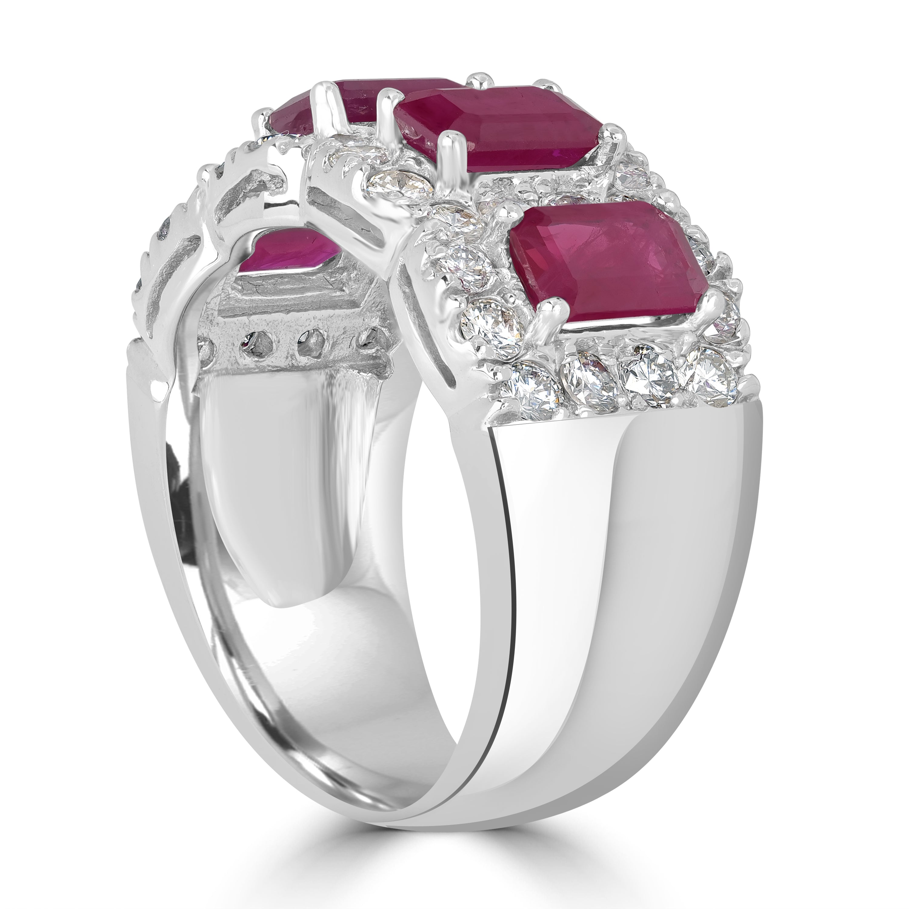 2.78 ct Ruby & Diamond Band Ring in 18K White Gold