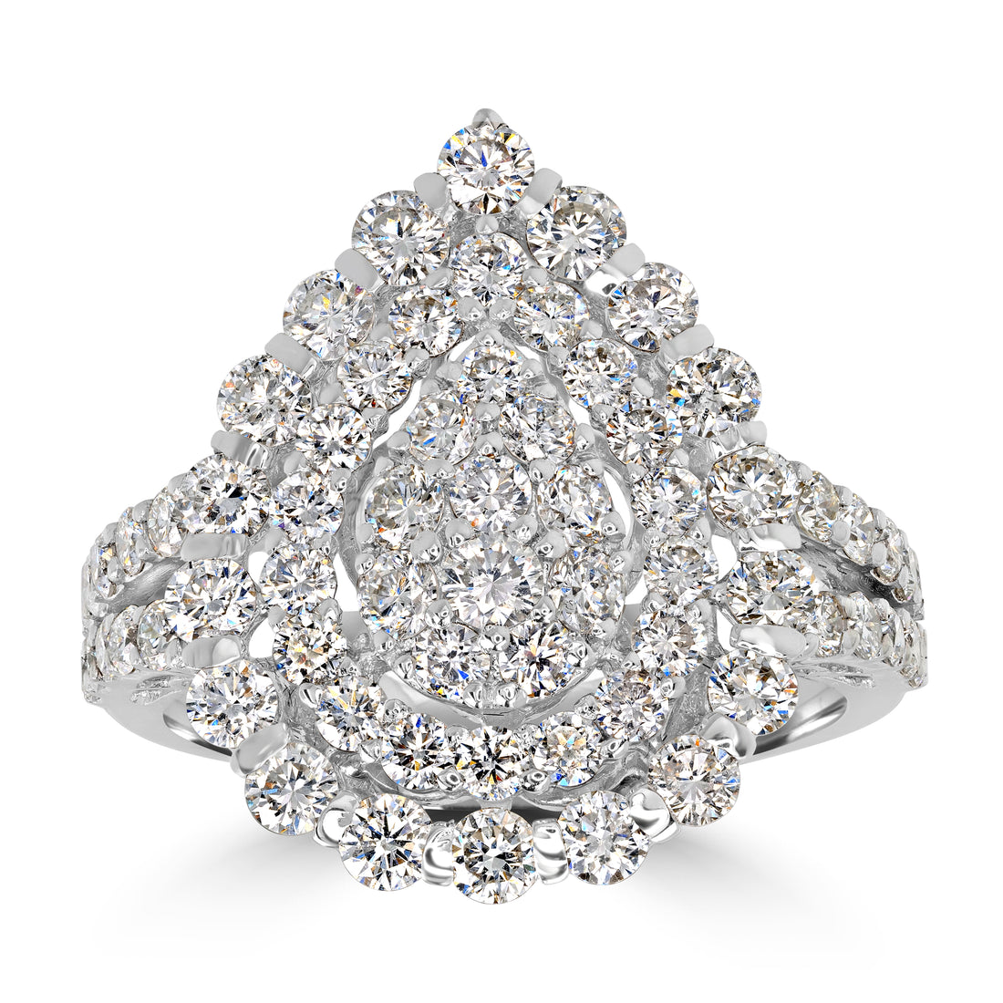 2.37 ct Round Diamond Cluster Ring in 18K White Gold