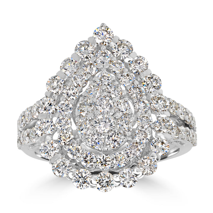 2.37 ct Round Diamond Cluster Ring in 18K White Gold