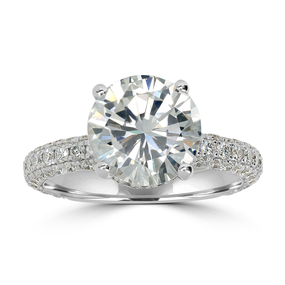3.02 ct Solitaire Round Diamond Engagement Ring in 18K White Gold - GIA Certified
