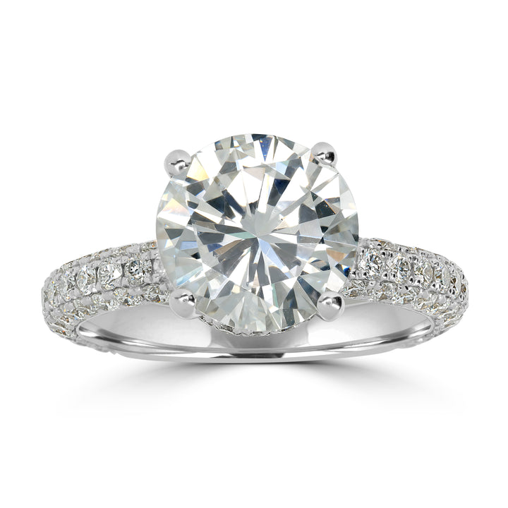 3.02 ct Solitaire Round Diamond Engagement Ring in 18K White Gold - GIA Certified