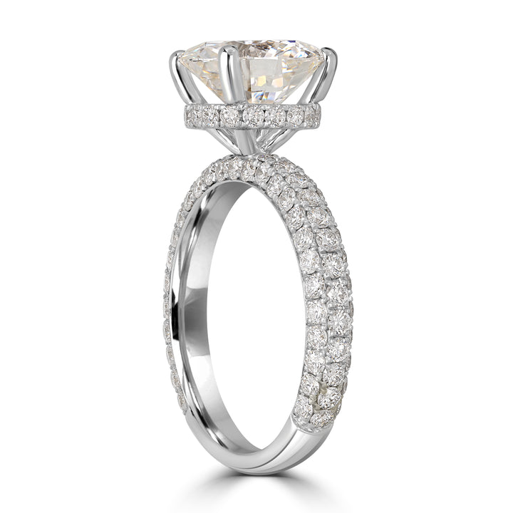 3.02 ct Solitaire Round Diamond Engagement Ring in 18K White Gold - GIA Certified