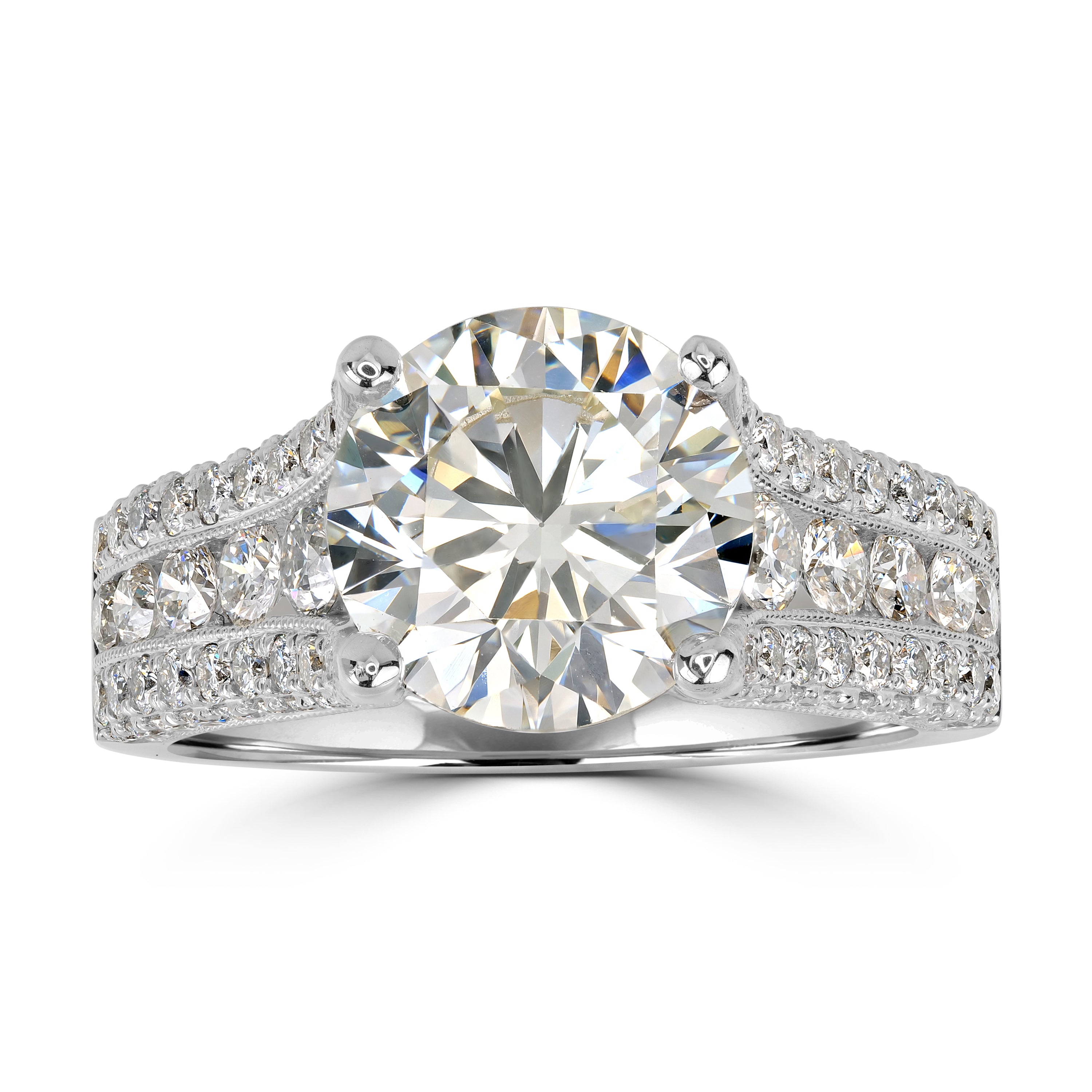 4.72 ctw Solitaire Round Diamond Engagement Ring in 18K White Gold - EGL & GIA Certified