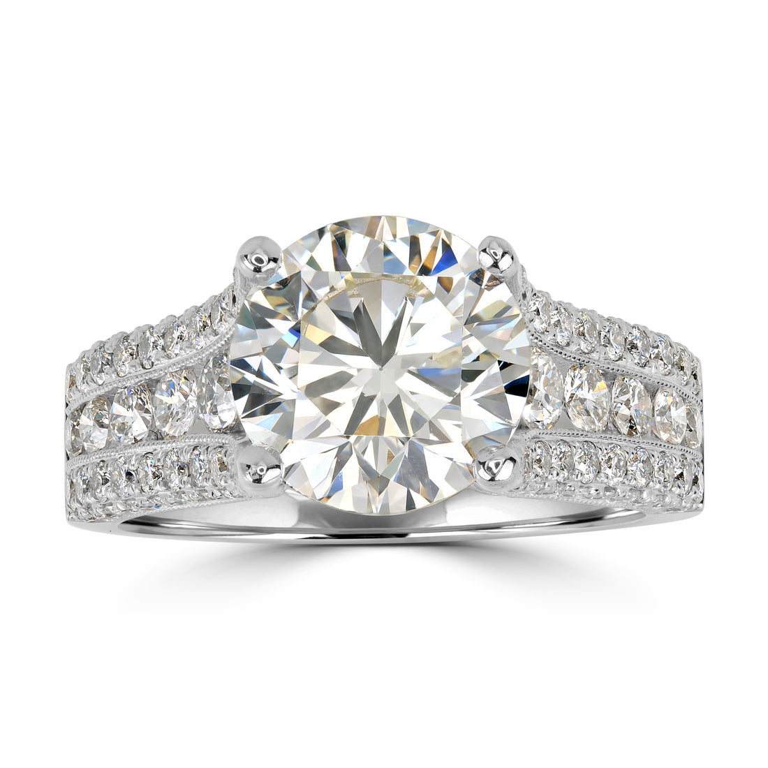 3.03 ct Solitaire Round Diamond Engagement Ring in 18K White Gold - EGL Certified