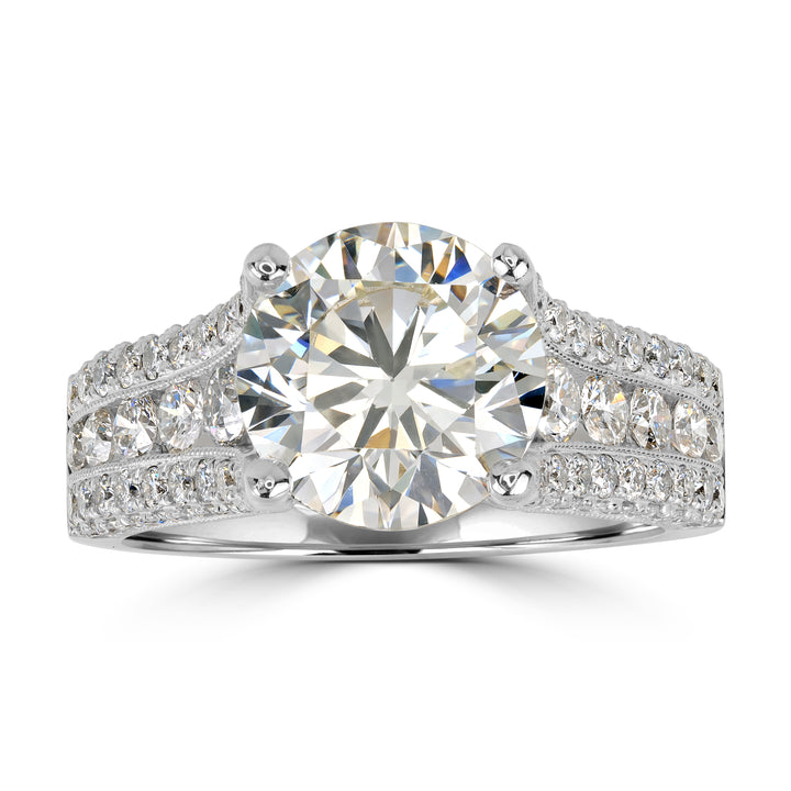 3.03 ct Solitaire Round Diamond Engagement Ring in 18K White Gold - EGL Certified