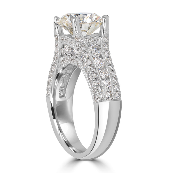 3.03 ct Solitaire Round Diamond Engagement Ring in 18K White Gold - EGL Certified