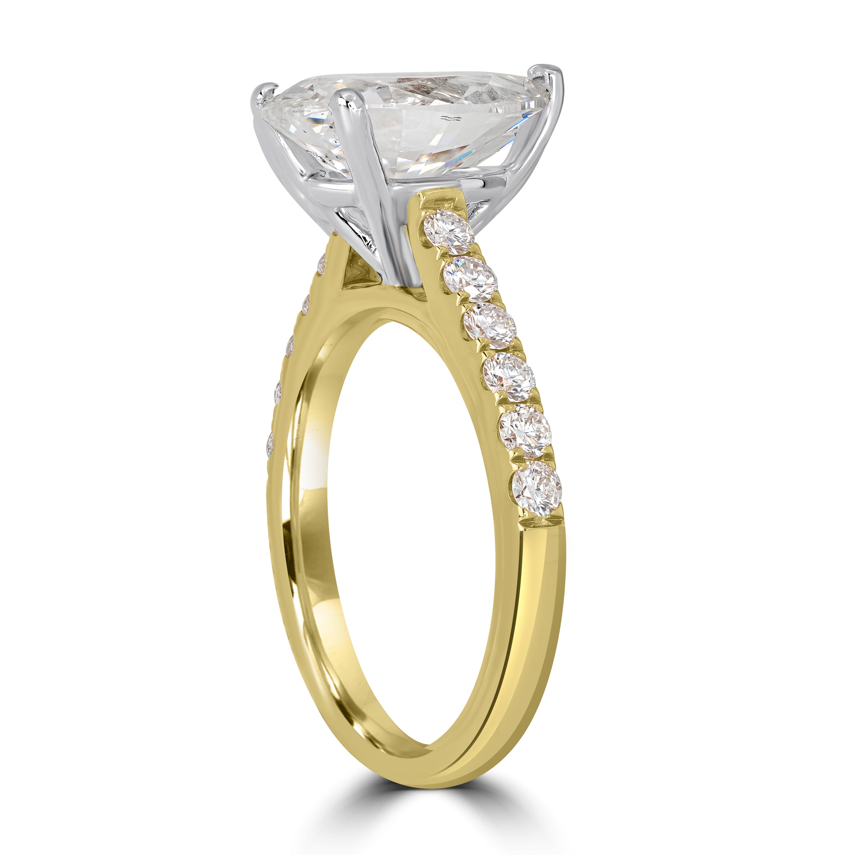 3.51 ct Solitaire Pear Shape Diamond Engagement Ring in 18K Yellow Gold - GIA Certified