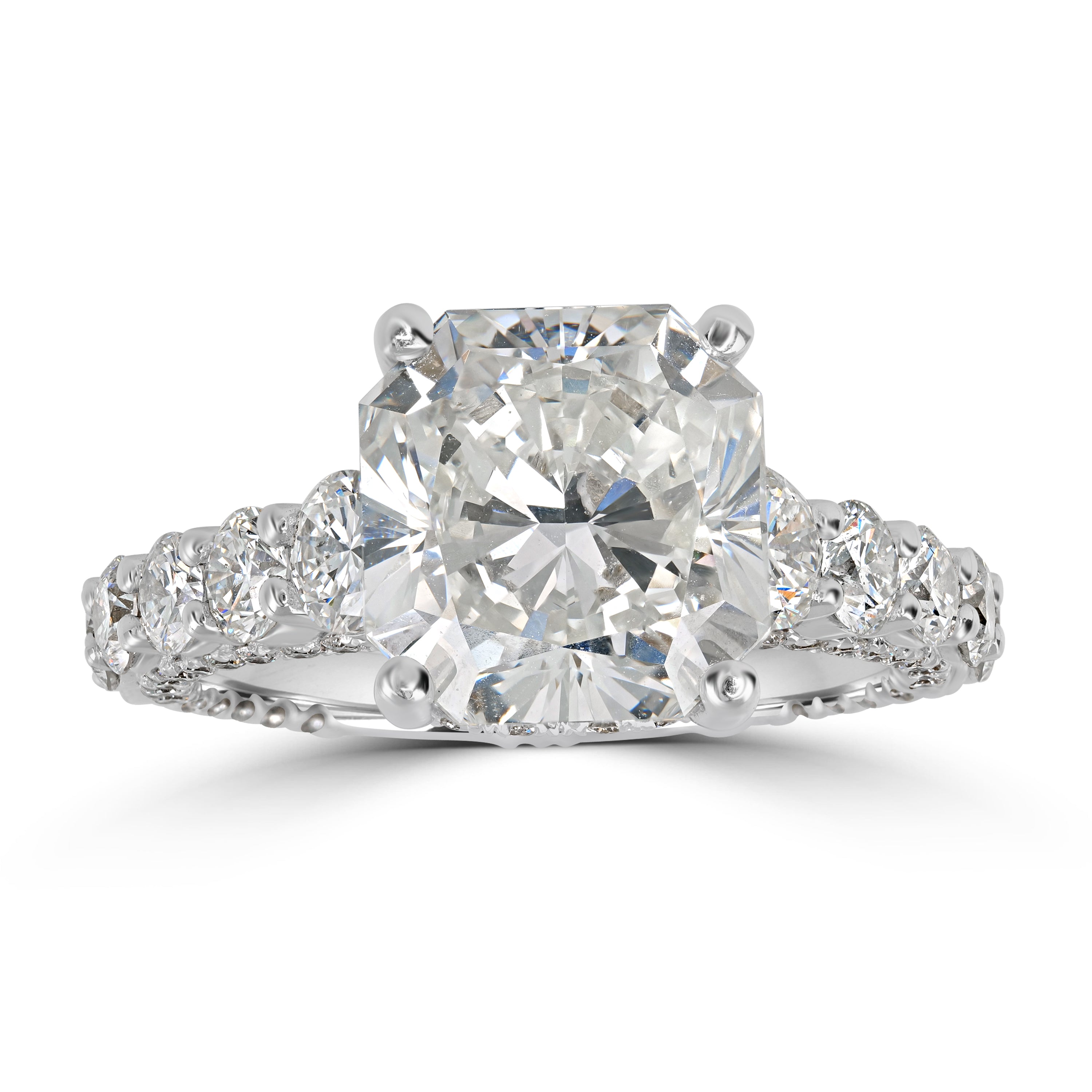 7.41 ctw Solitaire Radiant Diamond Engagement Ring in 18K White Gold - EGL Certified