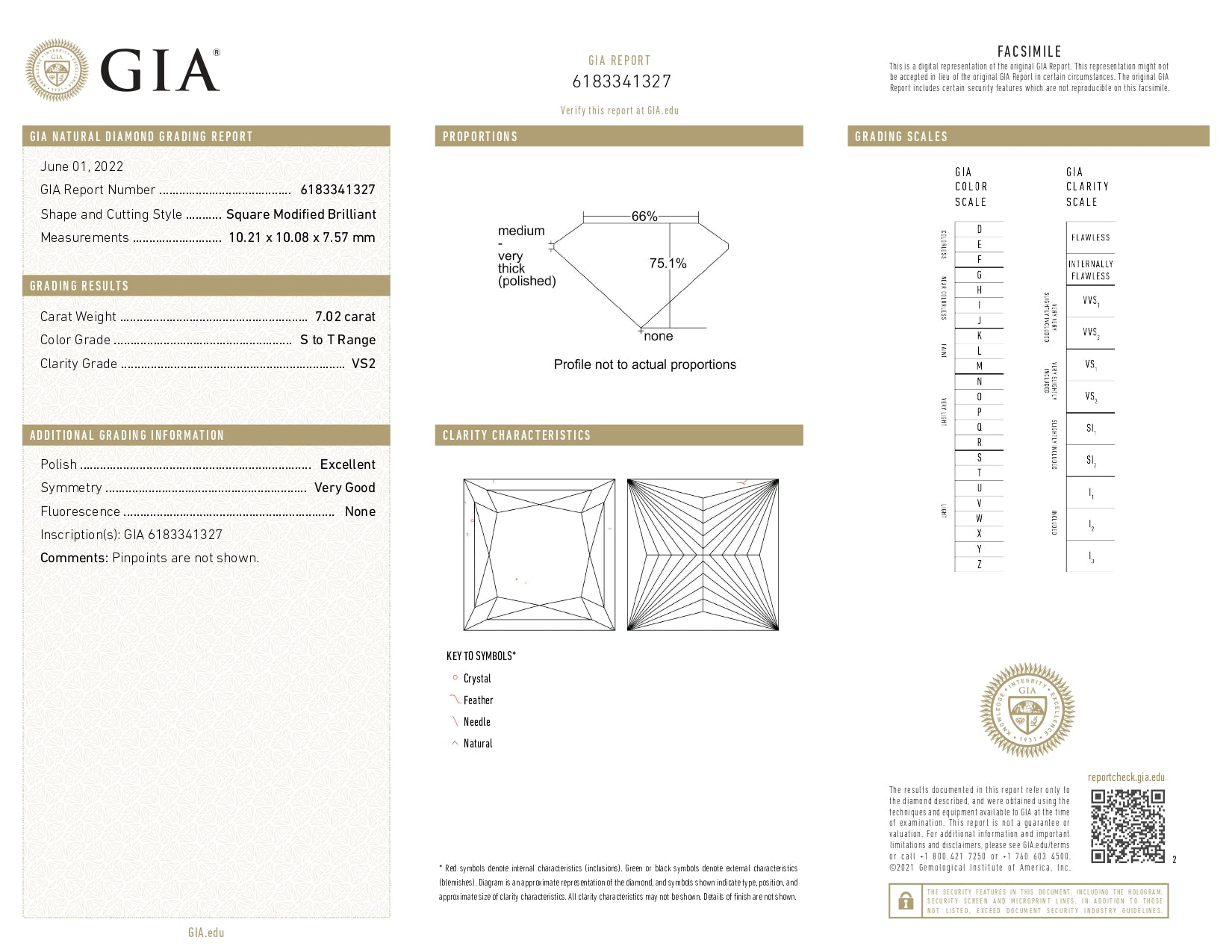 7.02 ct Solitaire Square Brilliant Cut Diamond  Ring