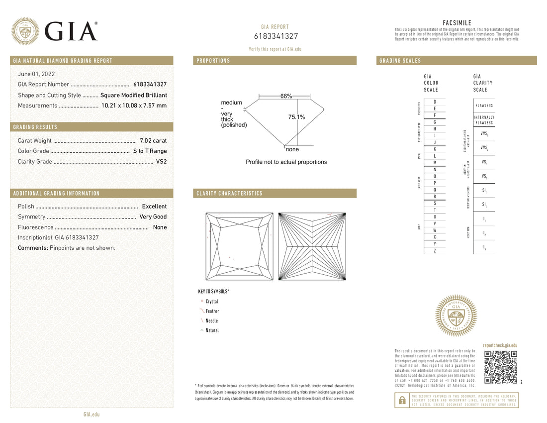 7.02 ct Solitaire Square Brilliant Cut Diamond  Ring