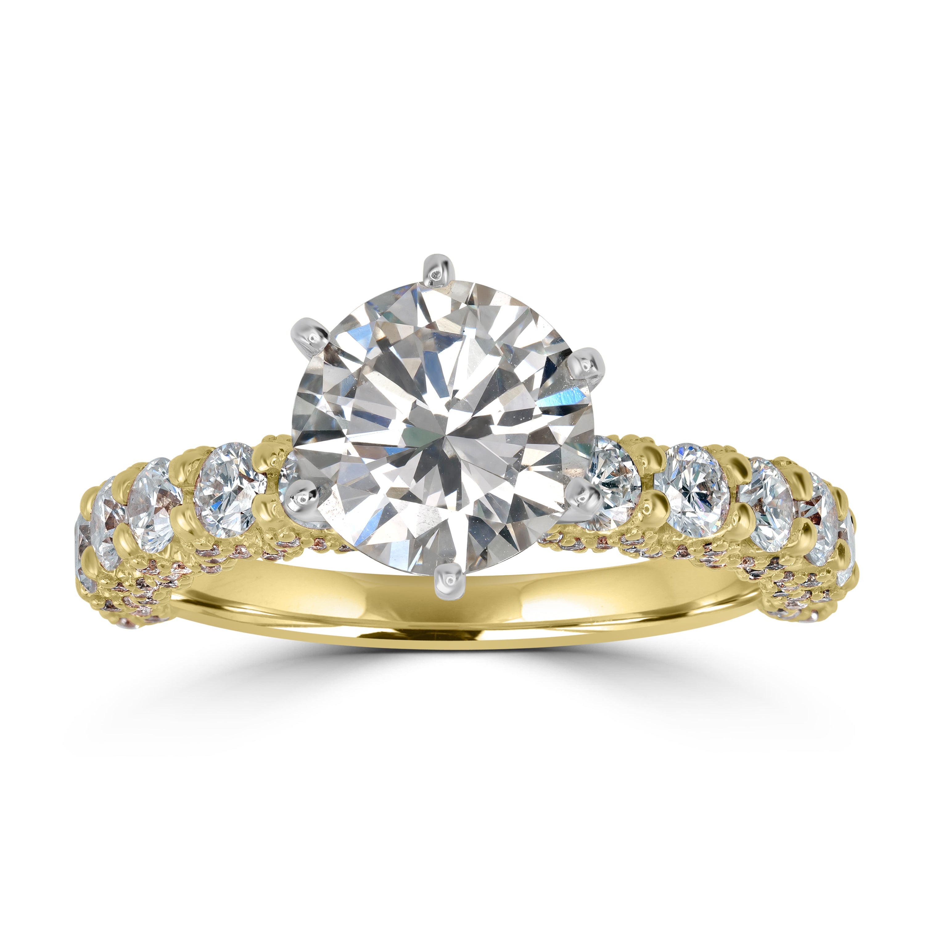 3.64 ctw Solitaire Round Diamond Engagement Ring in Two-Tone 18K White & Yellow Gold - EGL Certified