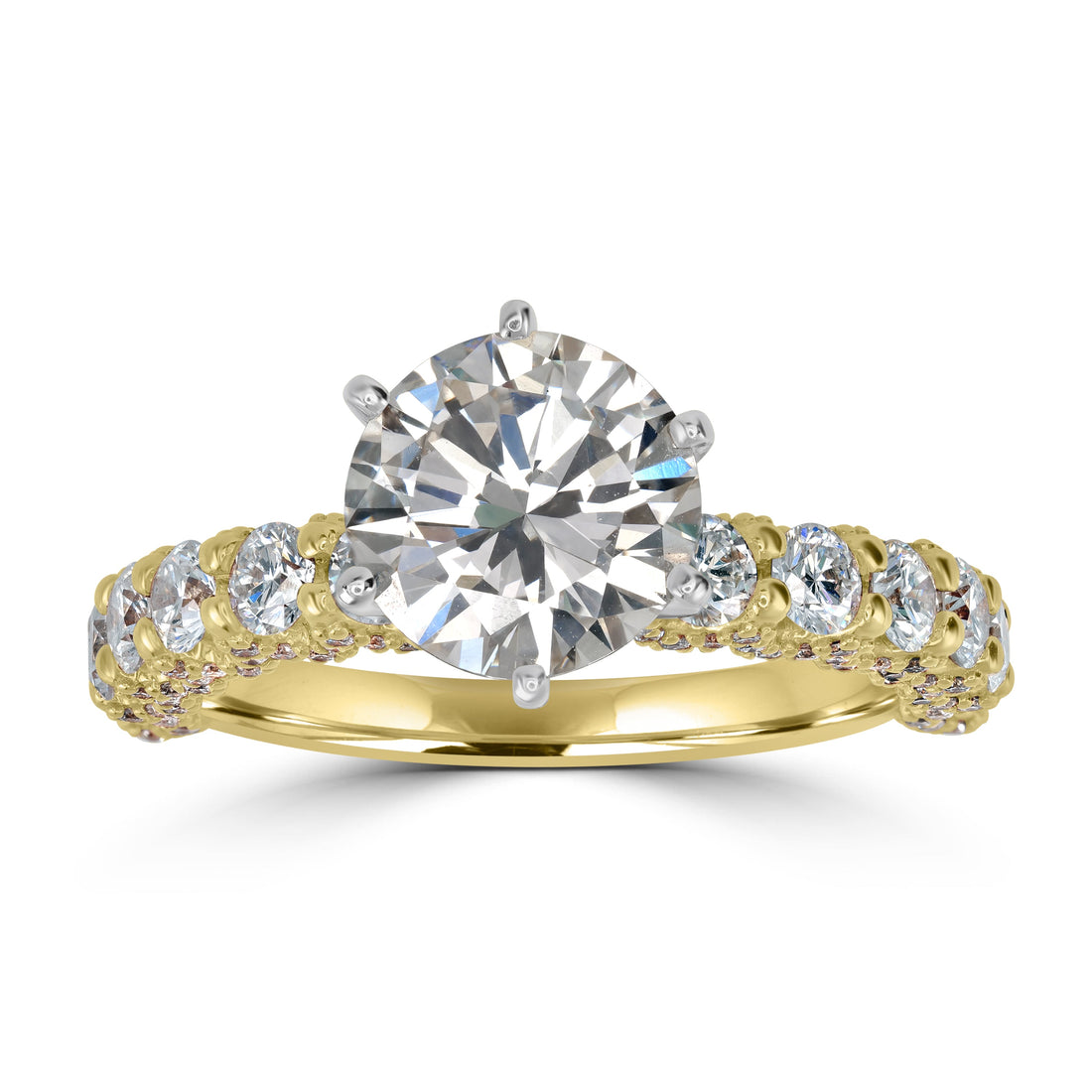 3.64 ctw Solitaire Round Diamond Engagement Ring in Two-Tone 18K White & Yellow Gold - EGL Certified