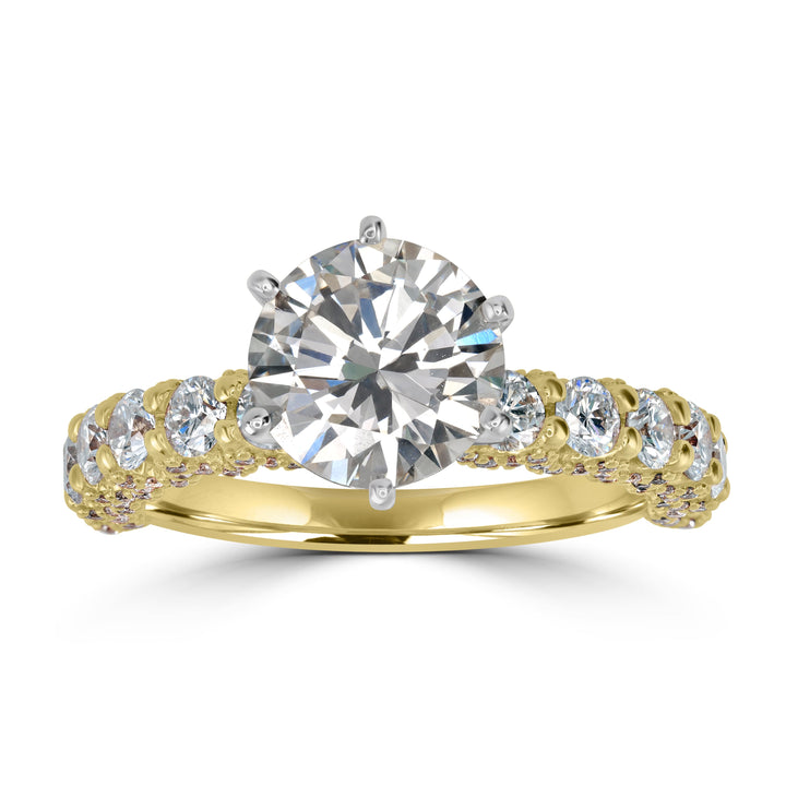 3.64 ctw Solitaire Round Diamond Engagement Ring in Two-Tone 18K White & Yellow Gold - EGL Certified
