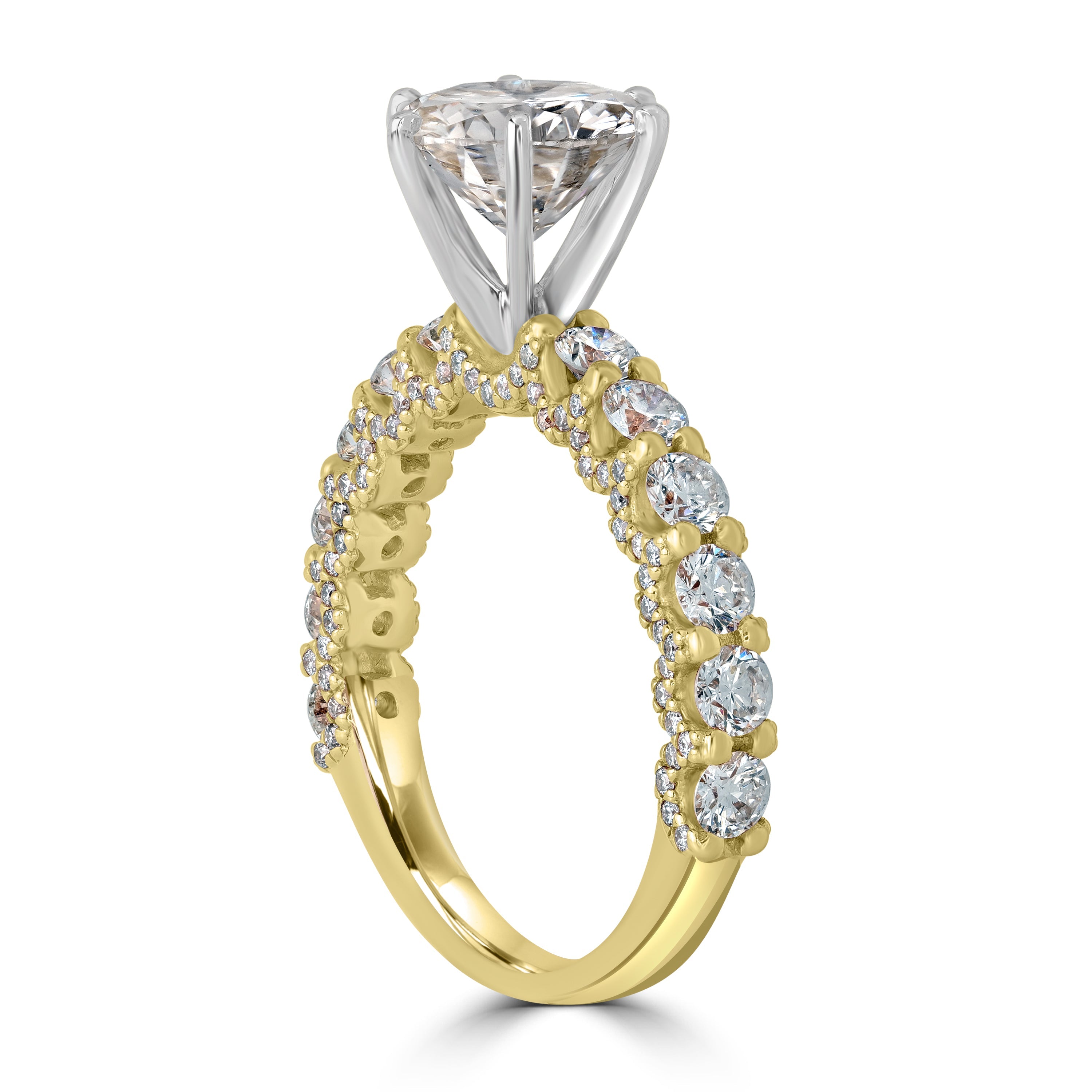 3.64 ctw Solitaire Round Diamond Engagement Ring in Two-Tone 18K White & Yellow Gold - EGL Certified