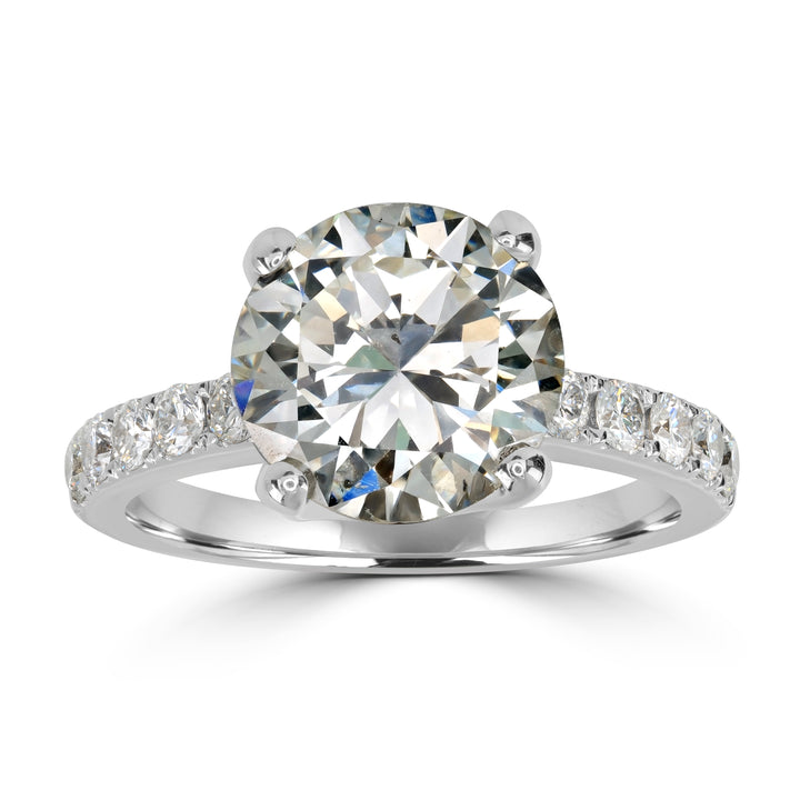 3.85 ct Solitaire Round Diamond Engagement Ring in 18K White Gold - EGL Certified