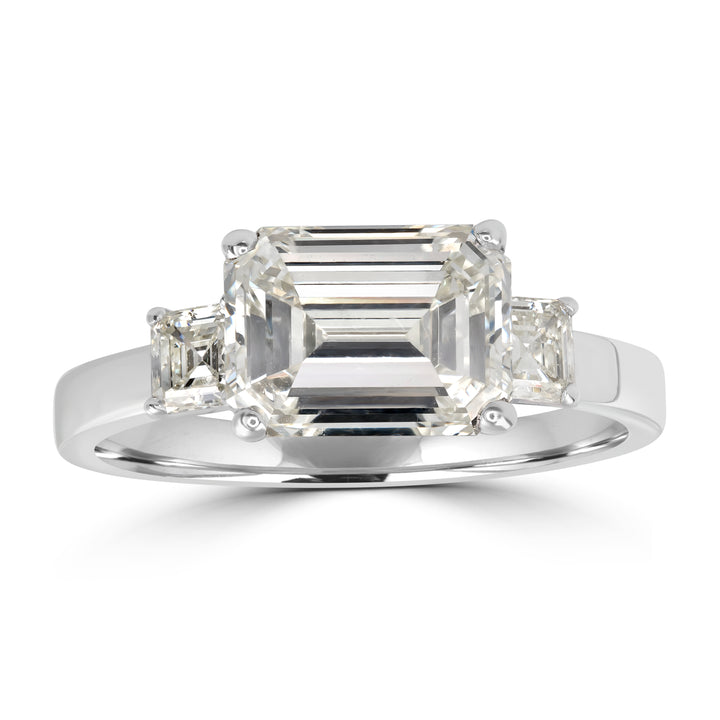 2.46 ct Solitaire Emerald Cut Diamond Engagement Ring in 18K White Gold - EGL Certified