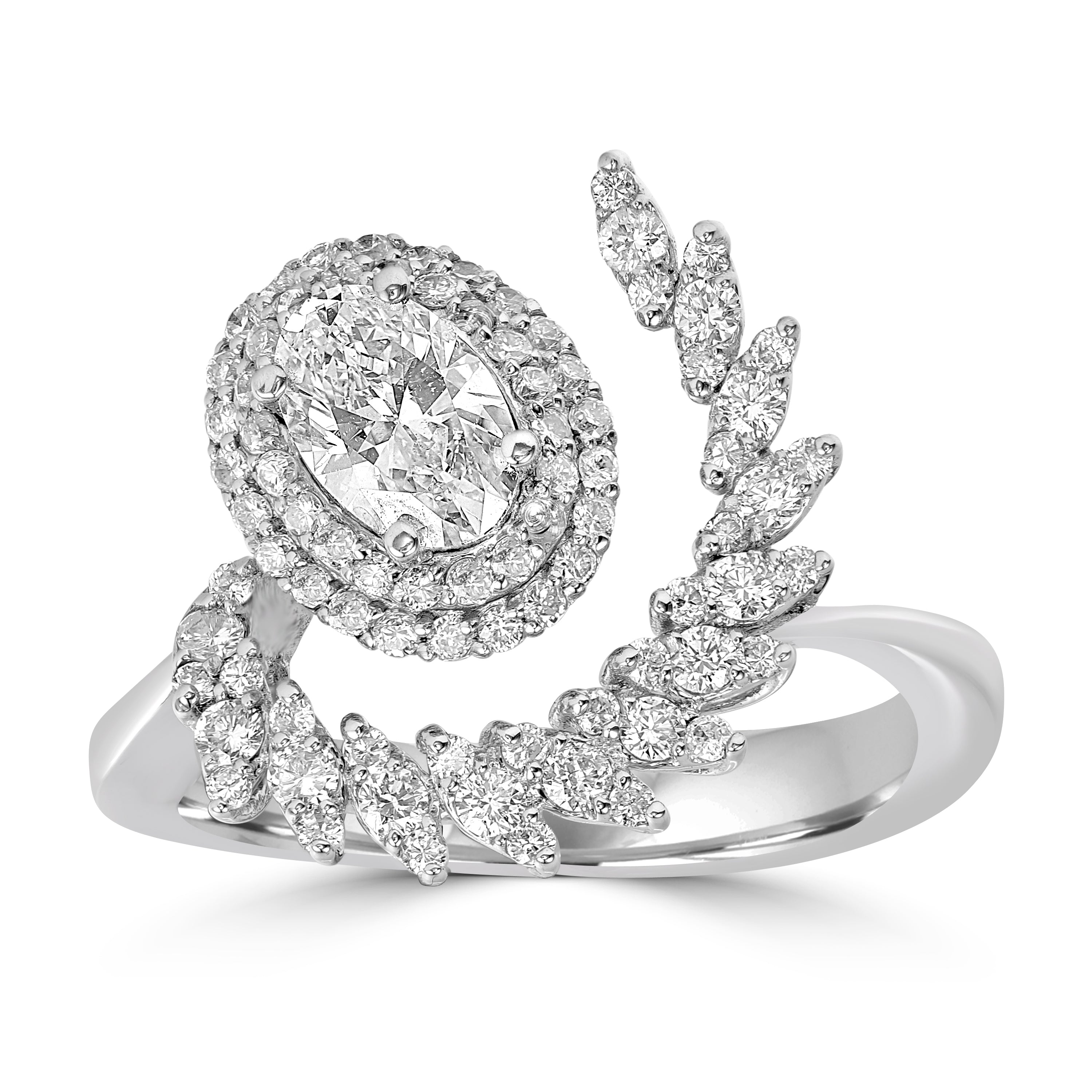 1.39 ct Diamond Cluster Ring in 18K White Gold - EGL Certified