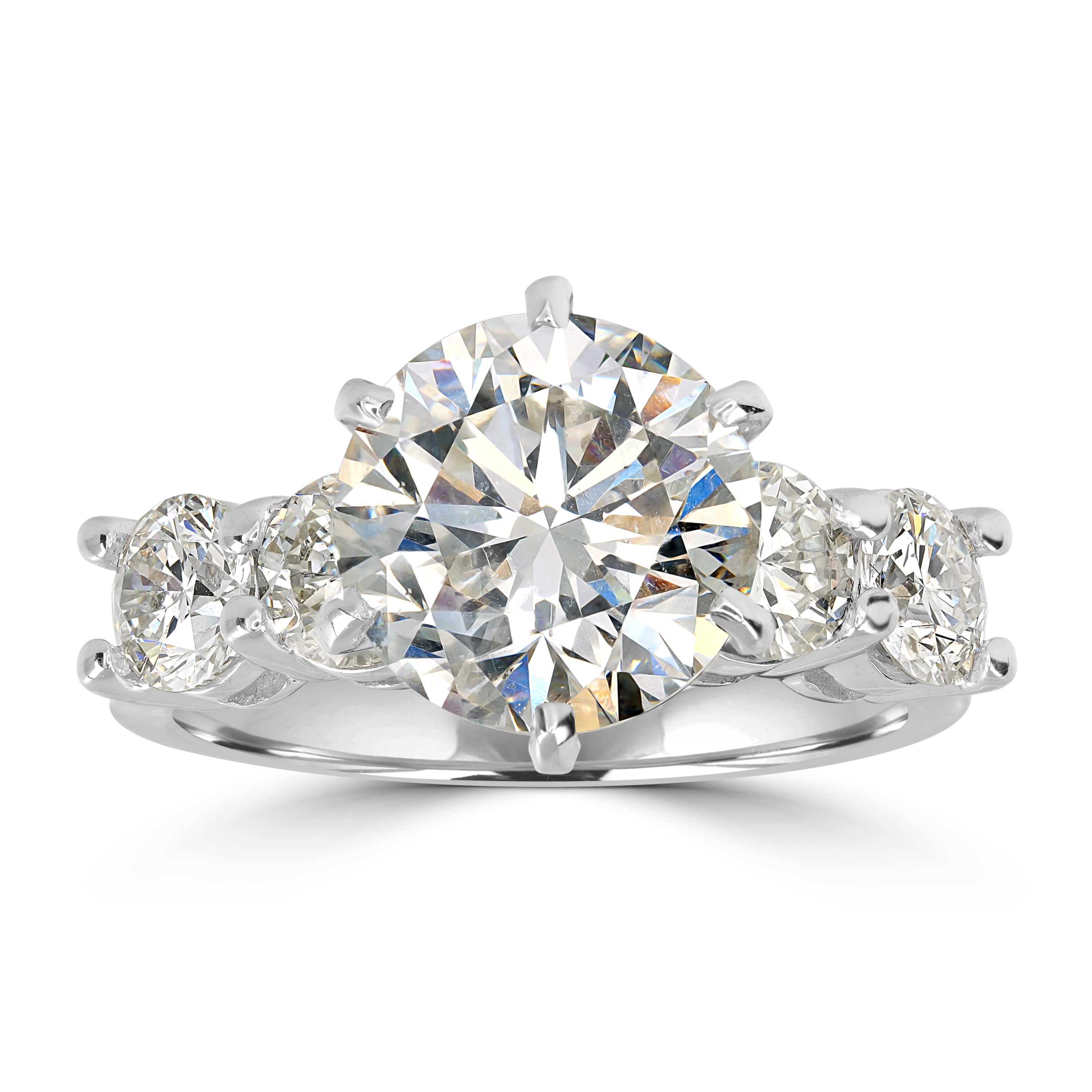 4.76 ctw Solitaire Round Diamond Engagement Ring in 18K White Gold (3.33 ct Center - EGL Certified)