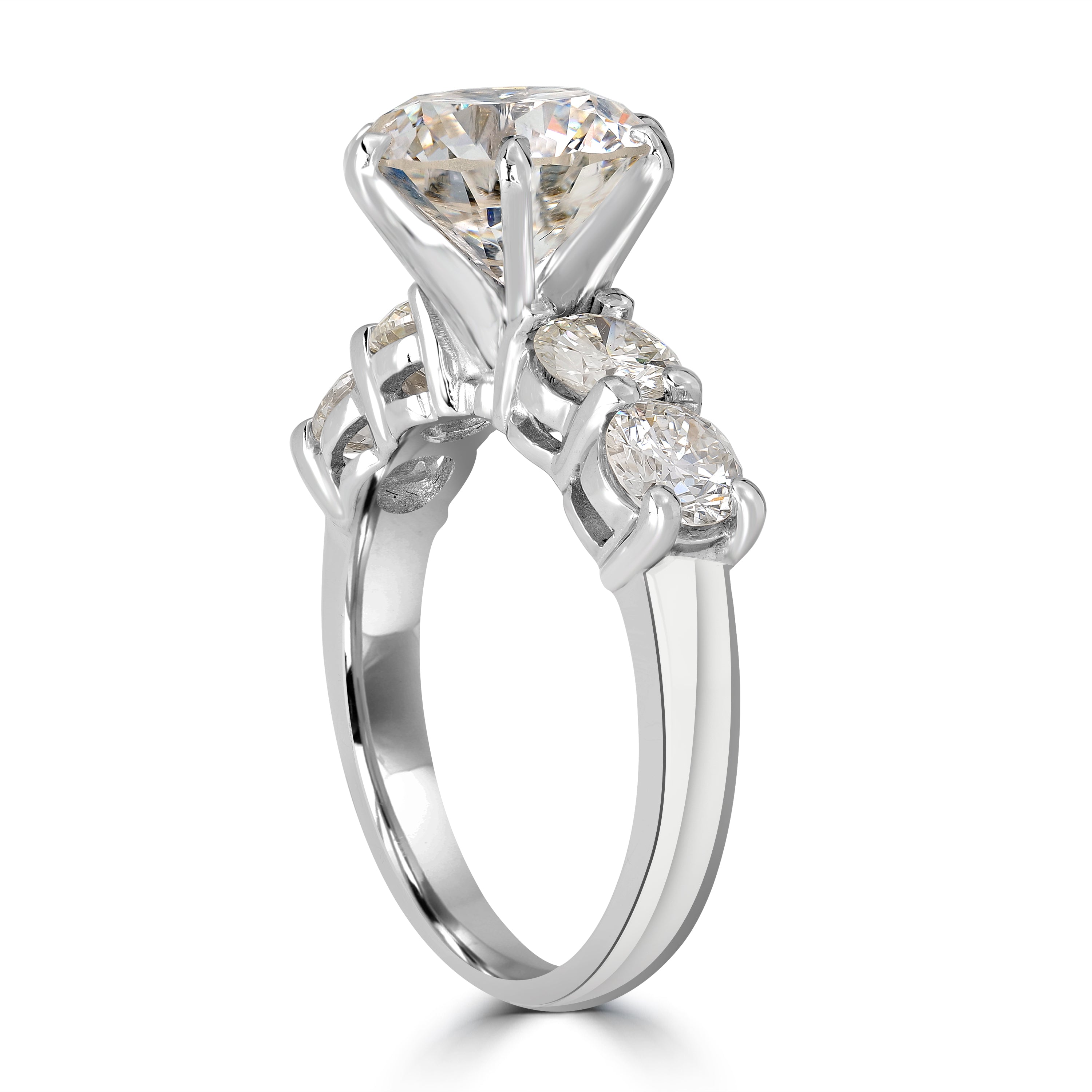 4.76 ctw Solitaire Round Diamond Engagement Ring in 18K White Gold (3.33 ct Center - EGL Certified)