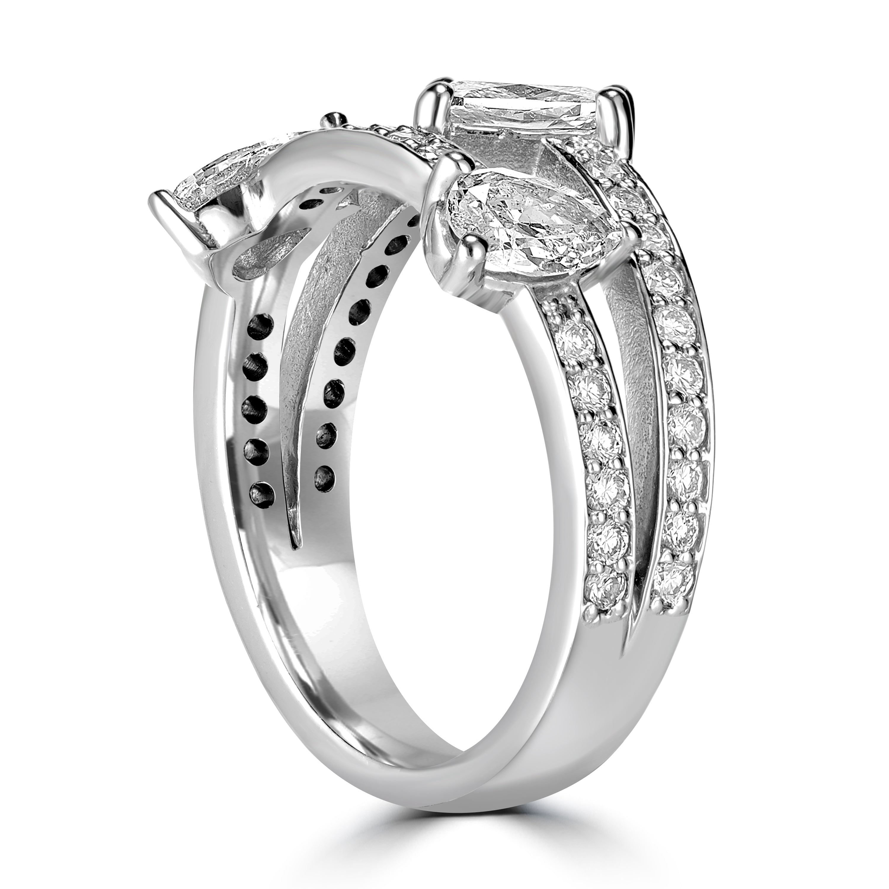 1.56 ct Three Stone Diamond Ring in 18K White Gold