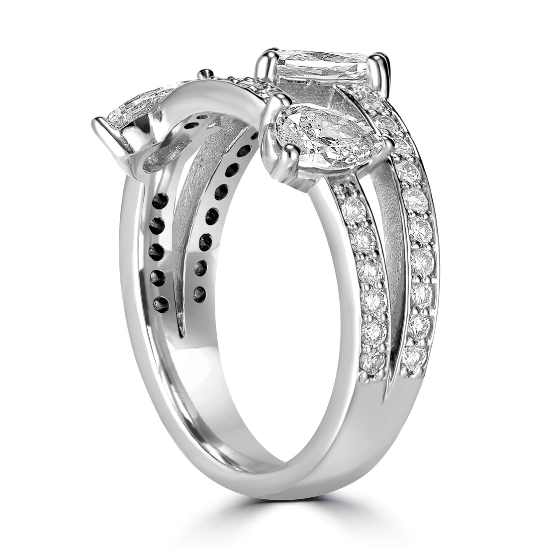 1.56 ct Three Stone Diamond Ring in 18K White Gold