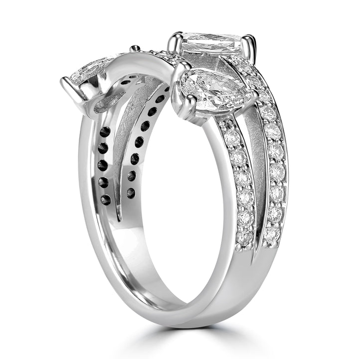 1.56 ct Three Stone Diamond Ring in 18K White Gold