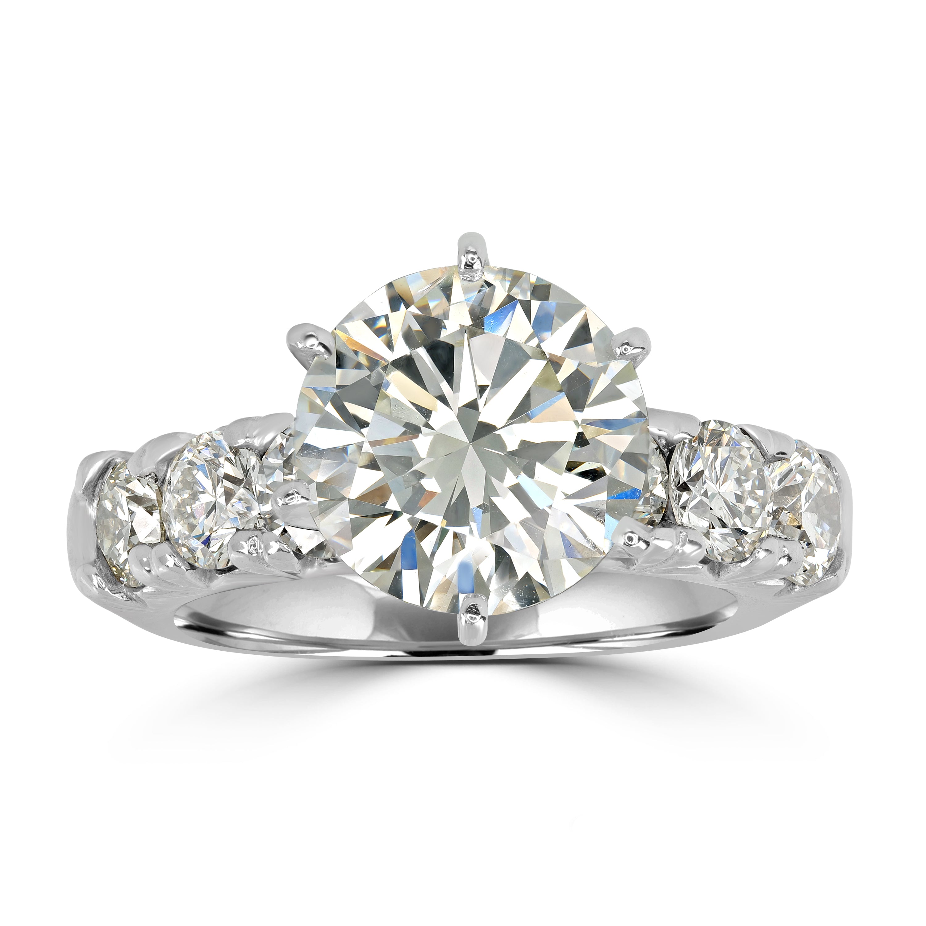 5.59 ctw Solitaire Round Diamond Engagement Ring in 18K White Gold (3.79 ct Center- EGL Certified)