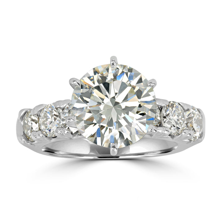 3.79 ct Solitaire Round Diamond Engagement Ring in 18K White Gold - EGL Certified