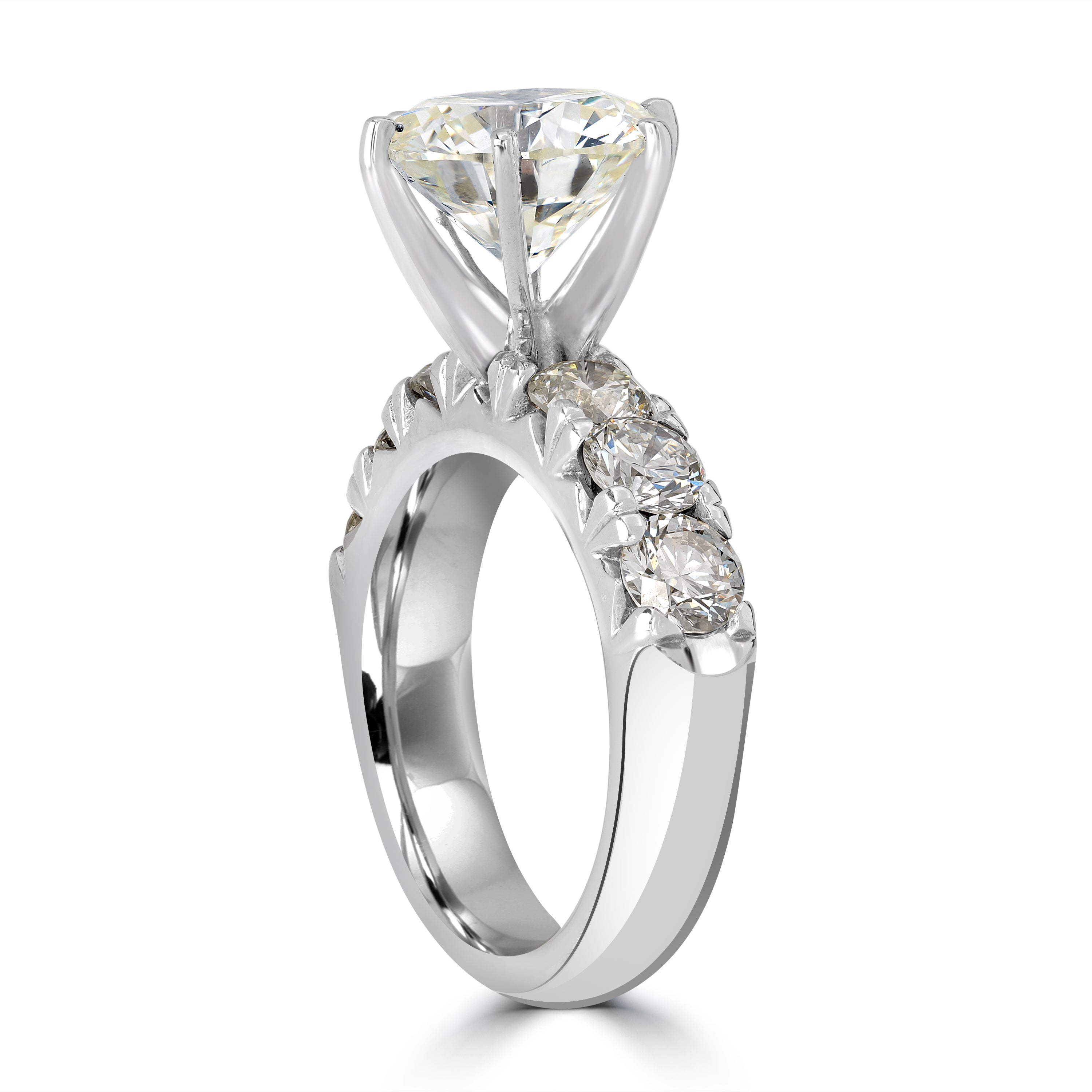 5.59 ctw Solitaire Round Diamond Engagement Ring in 18K White Gold (3.79 ct Center- EGL Certified)