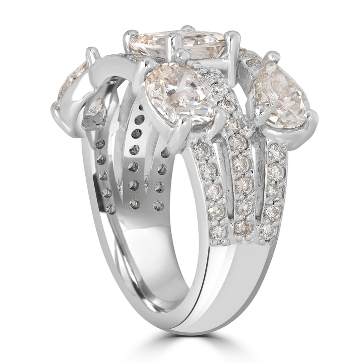 1.47 ct Solitaire Emerald Cut Diamond Cluster Ring in 18K White Gold - EGL Certified
