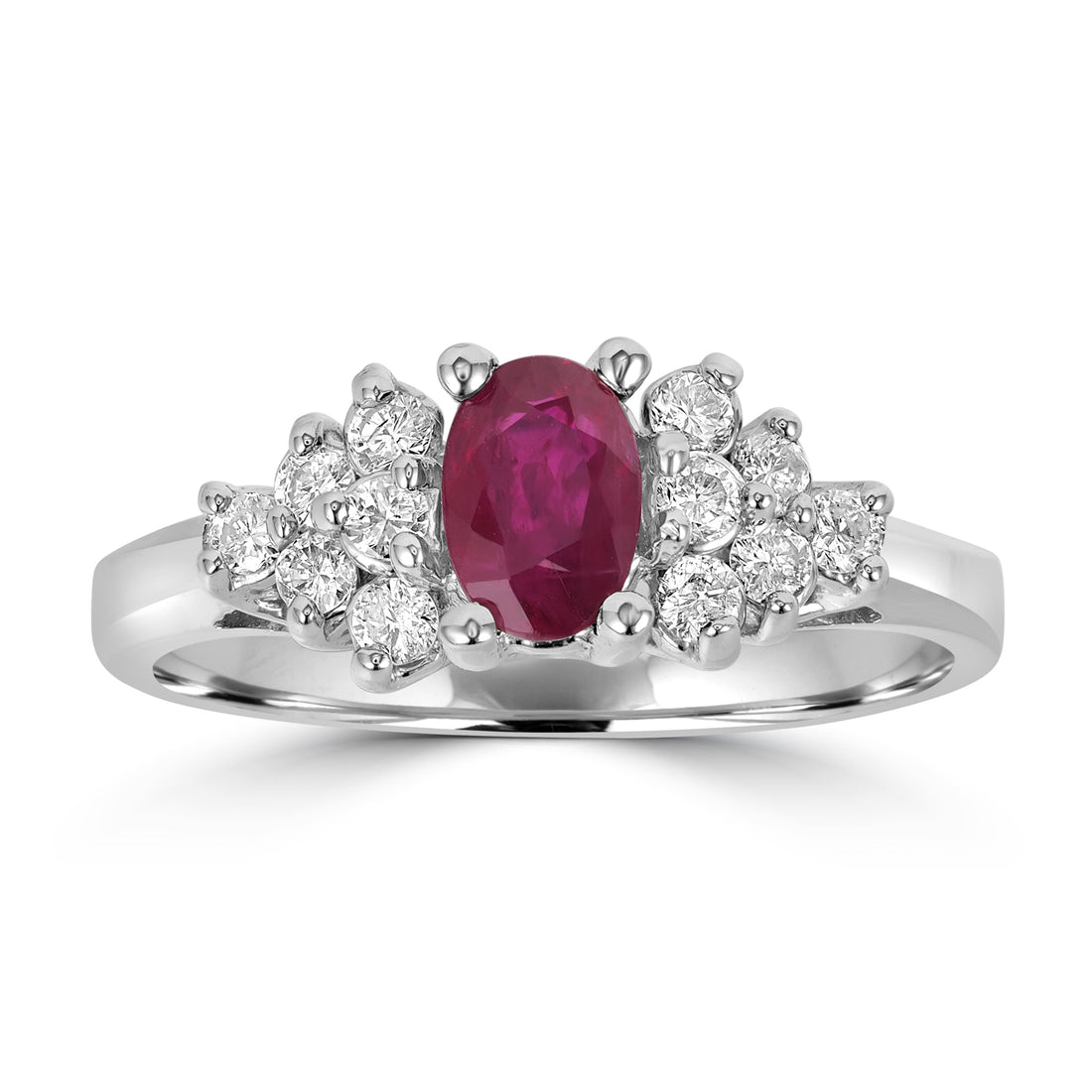 1.05 ct Ruby Gemstone & Diamond Ring in 14K White Gold