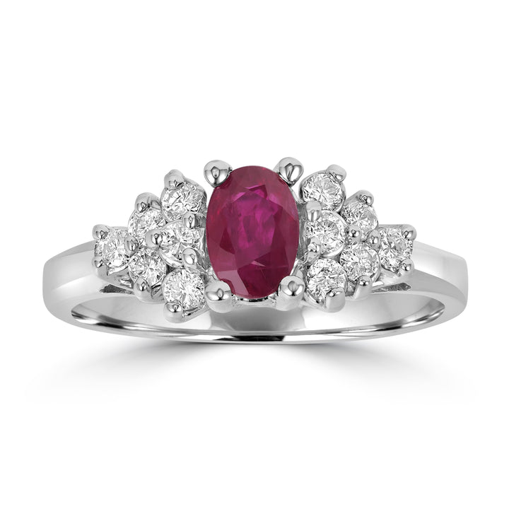 1.05 ct Ruby Gemstone & Diamond Ring in 14K White Gold