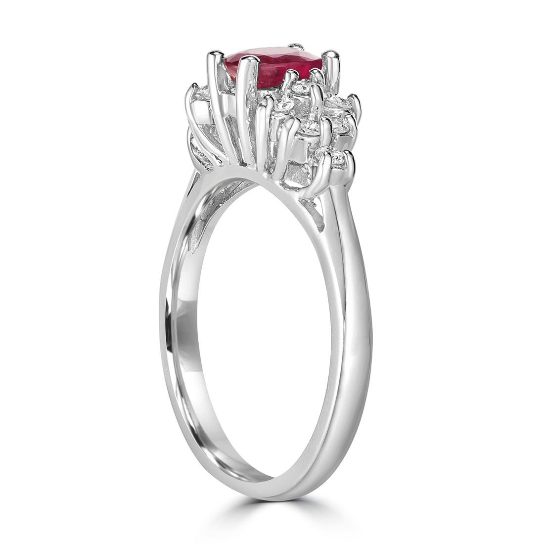 1.05 ct Ruby Gemstone & Diamond Ring in 14K White Gold