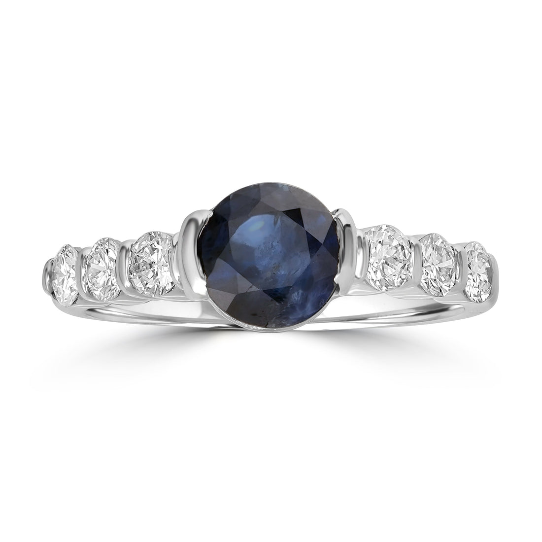 0.50 ct Sapphire & 0.35 ct Diamond Ring in 18K White Gold