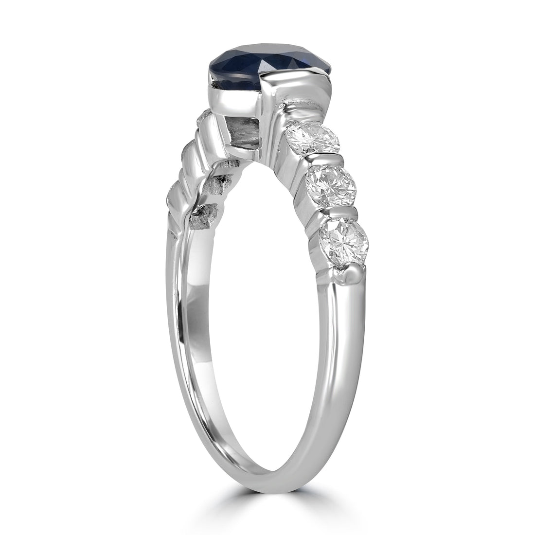 0.50 ct Sapphire & 0.35 ct Diamond Ring in 18K White Gold