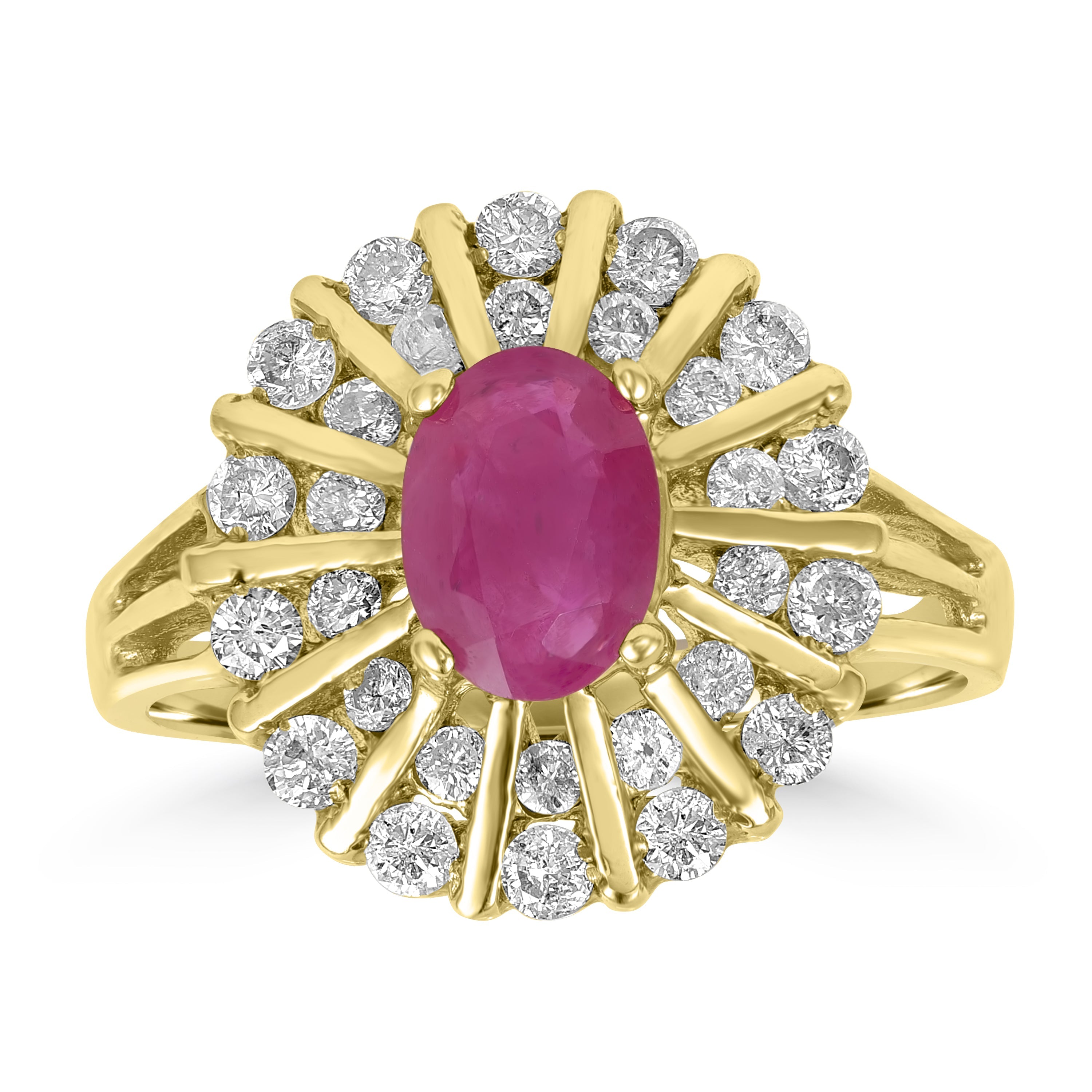 2.00 ct Ruby & Diamond Ring in 14K Yellow Gold