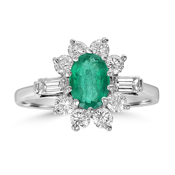 1.50 ct Emerald & Diamond Ring in 14K White Gold