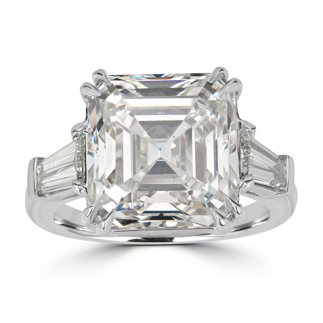 11.14 ctw Solitaire Emerald Cut Engagement Ring in Platinum - GIA Certified