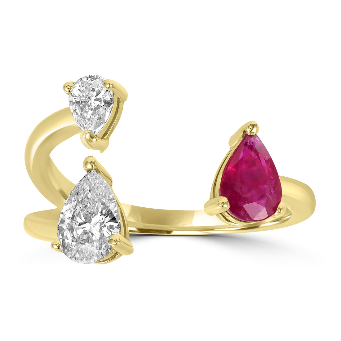 0.42 ct Ruby Gemstone & 0.54 ct Diamond Ring in 18K Yellow Gold