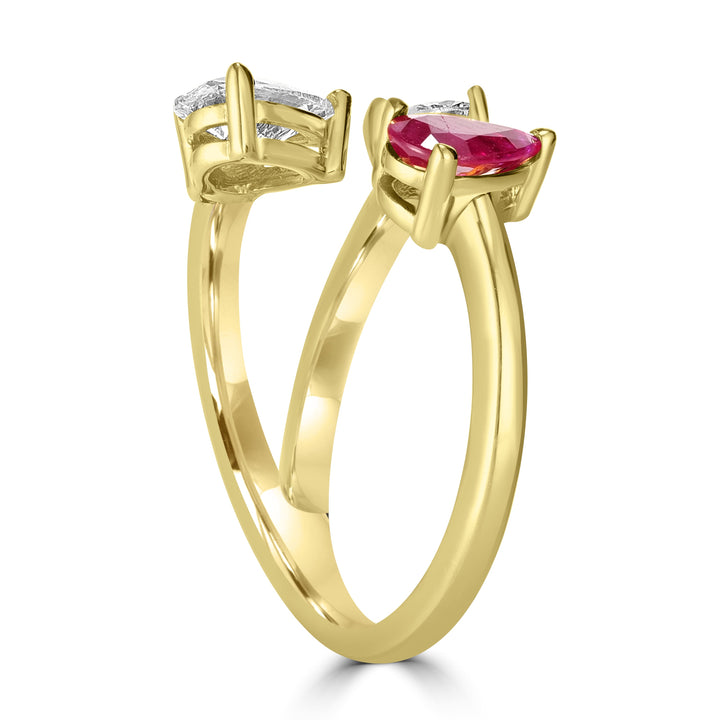 0.96 ct Ruby Gemstone & Diamond Ring in 18K Yellow Gold