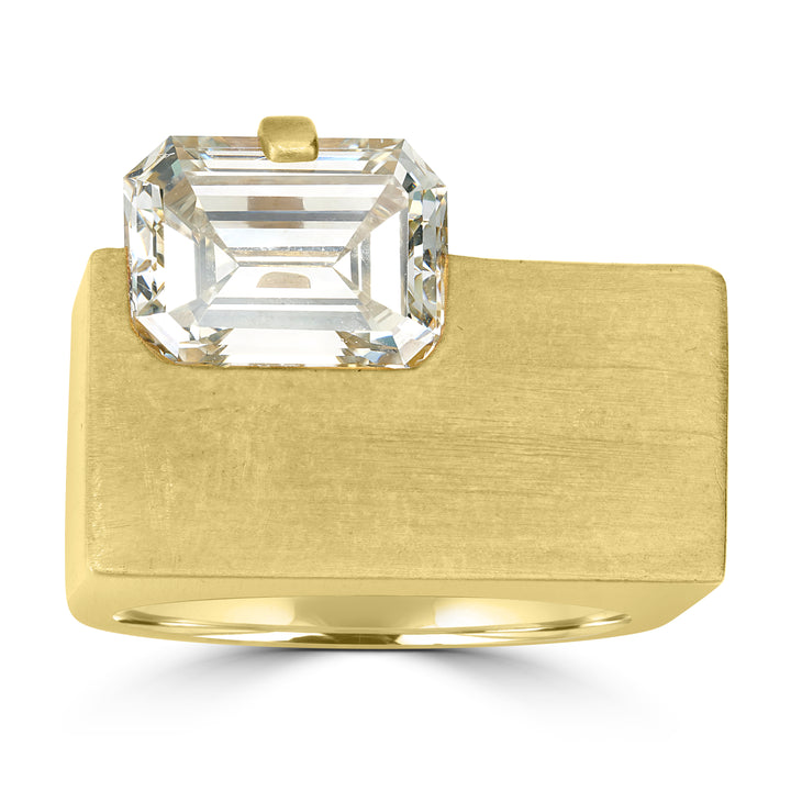 3.87 ct Solitaire Emerald Cut Diamond  Ring in 18K Yellow Gold - EGL Certified