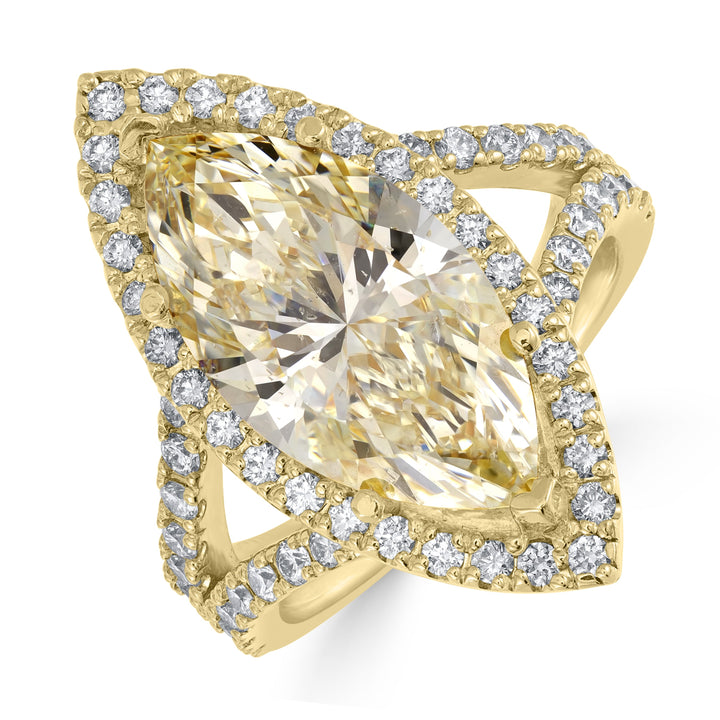 5.03 ct Solitaire Marquise Diamond Engagement Ring in 14K Yellow Gold - GIA Certified