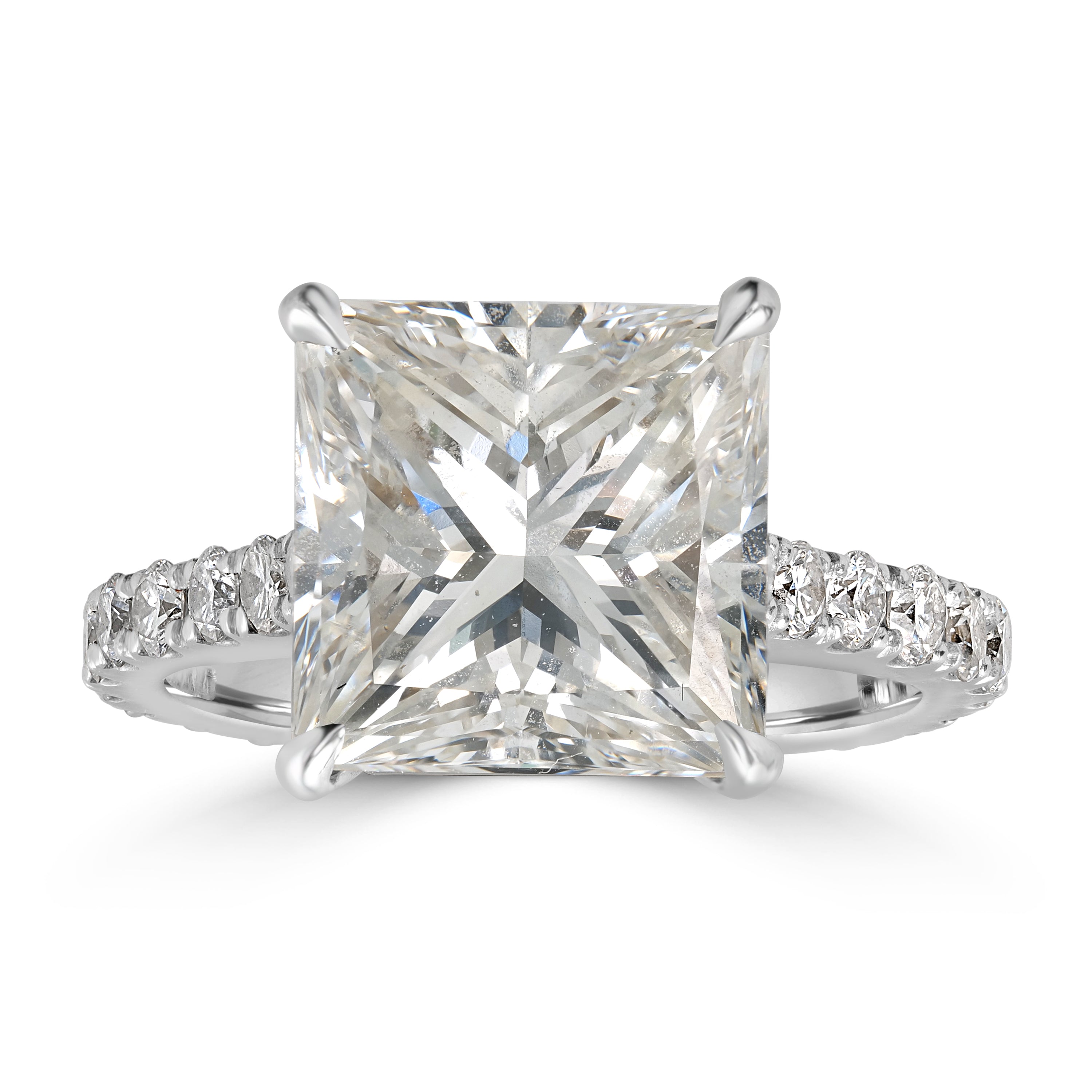 4.22 ctw Solitaire Princess Cut Diamond Engagement Ring in 18K White Gold - GIA Certified