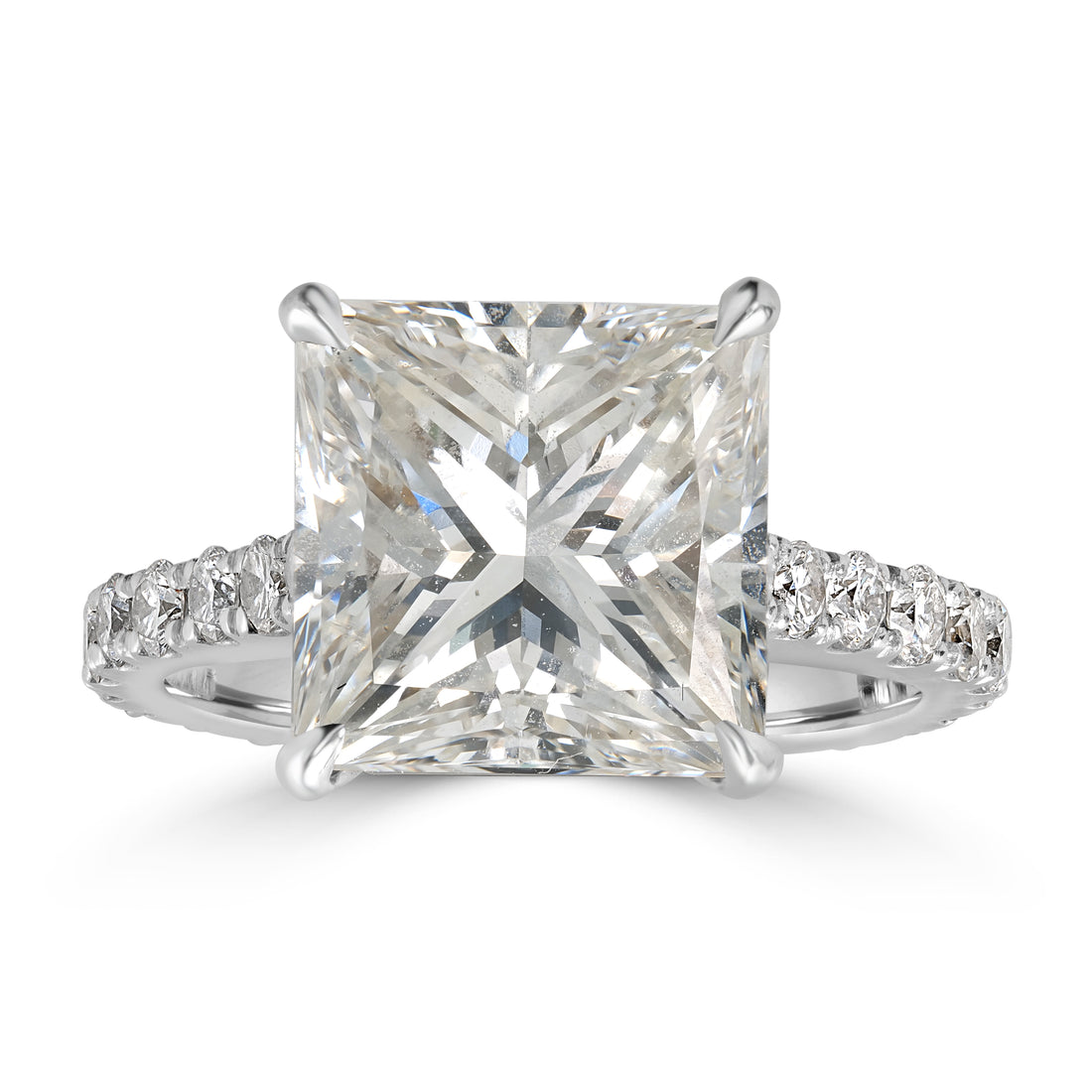 3.82 ct Solitaire Princess Cut Diamond Engagement Ring in 18K White Gold - GIA Certified