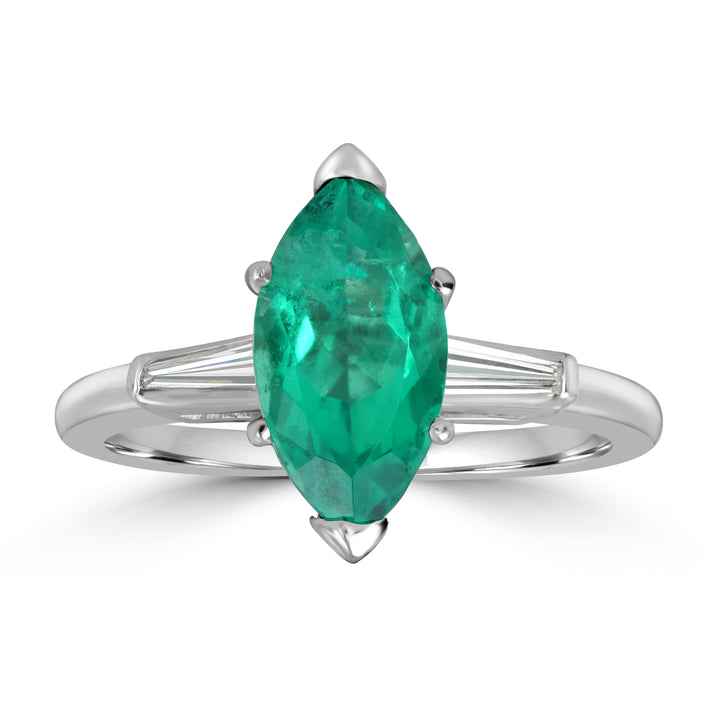 1.64 ct Green Emerald & Diamond Engagement Ring in Platinum