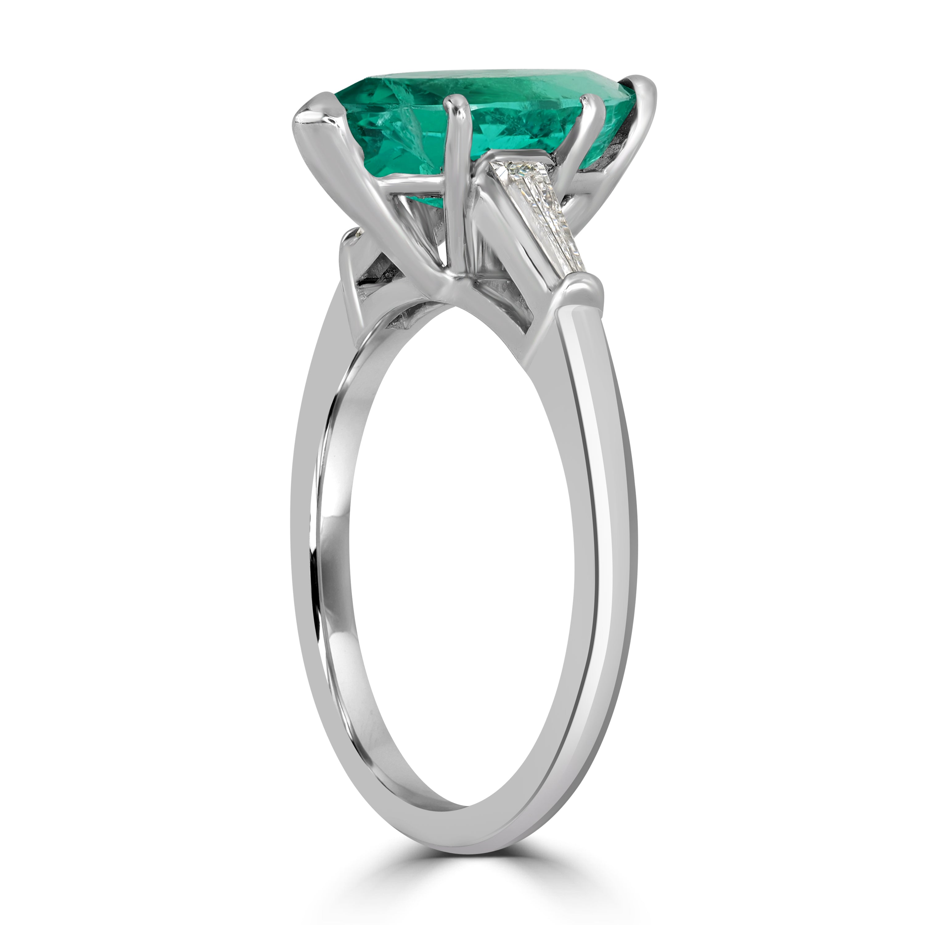 1.64 ct Green Emerald & Diamond Engagement Ring in Platinum