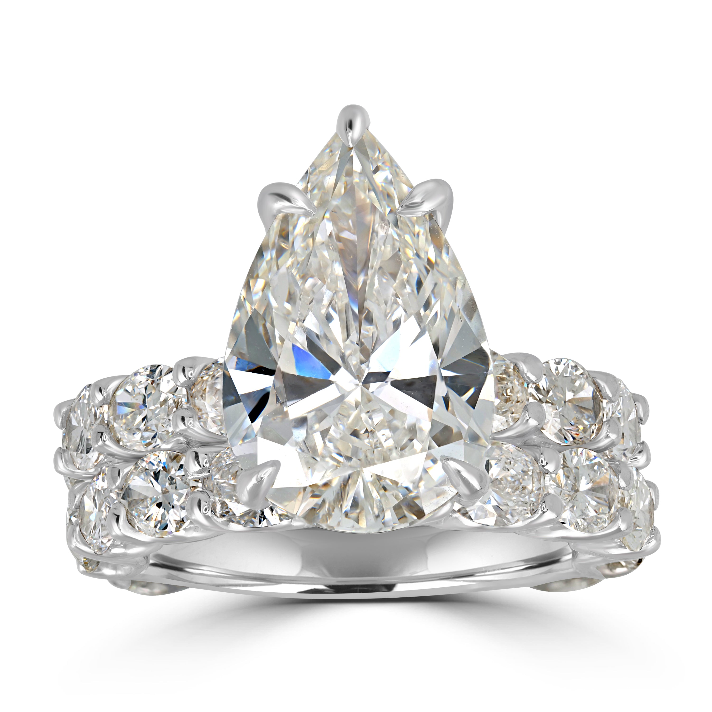 9.67 ctw Solitaire Pear Shape Diamond Wedding Ring in 18K White Gold -  GIA Certified