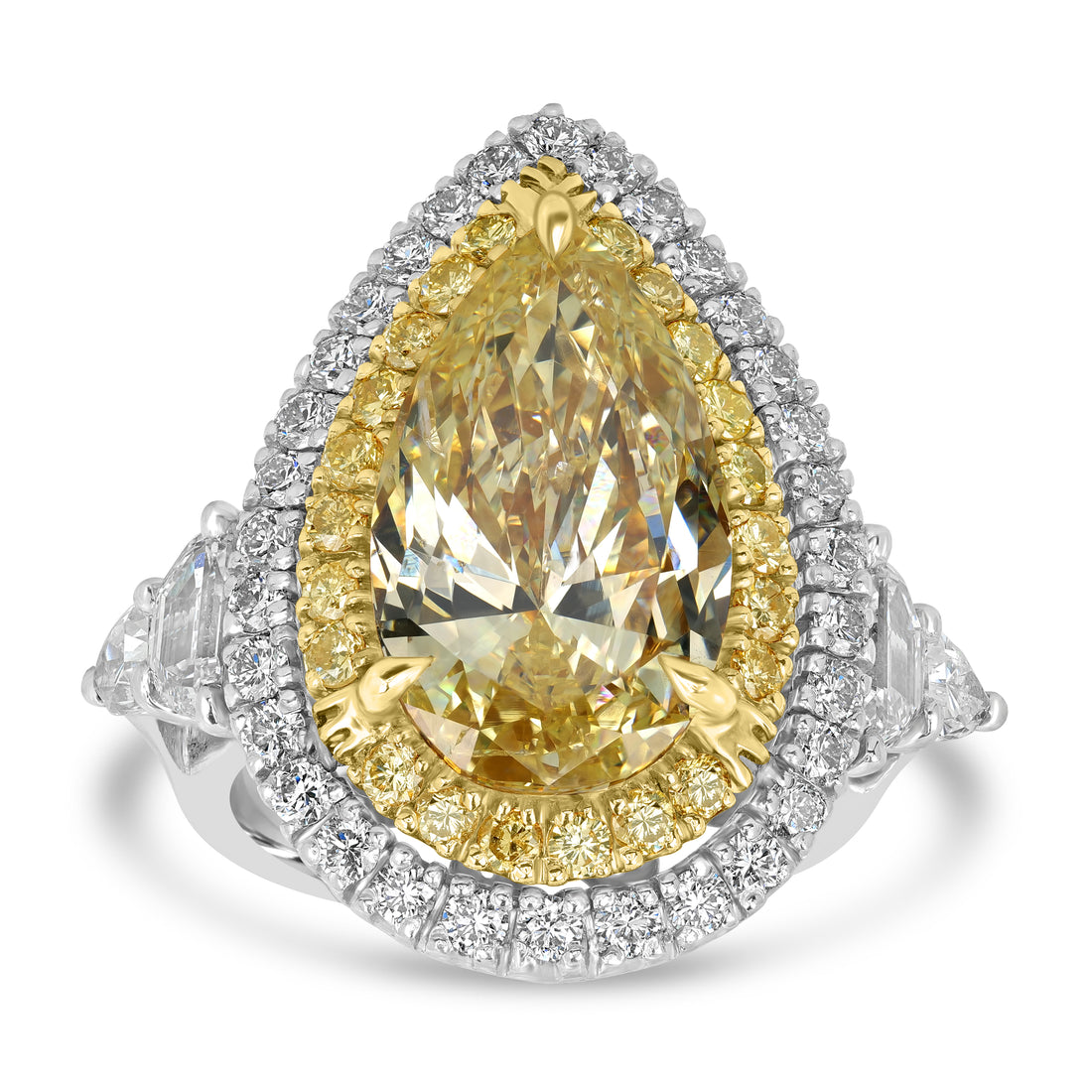 8.85 ct Solitaire Pear Shape Fancy Yellow Diamond Ring - GIA Certified