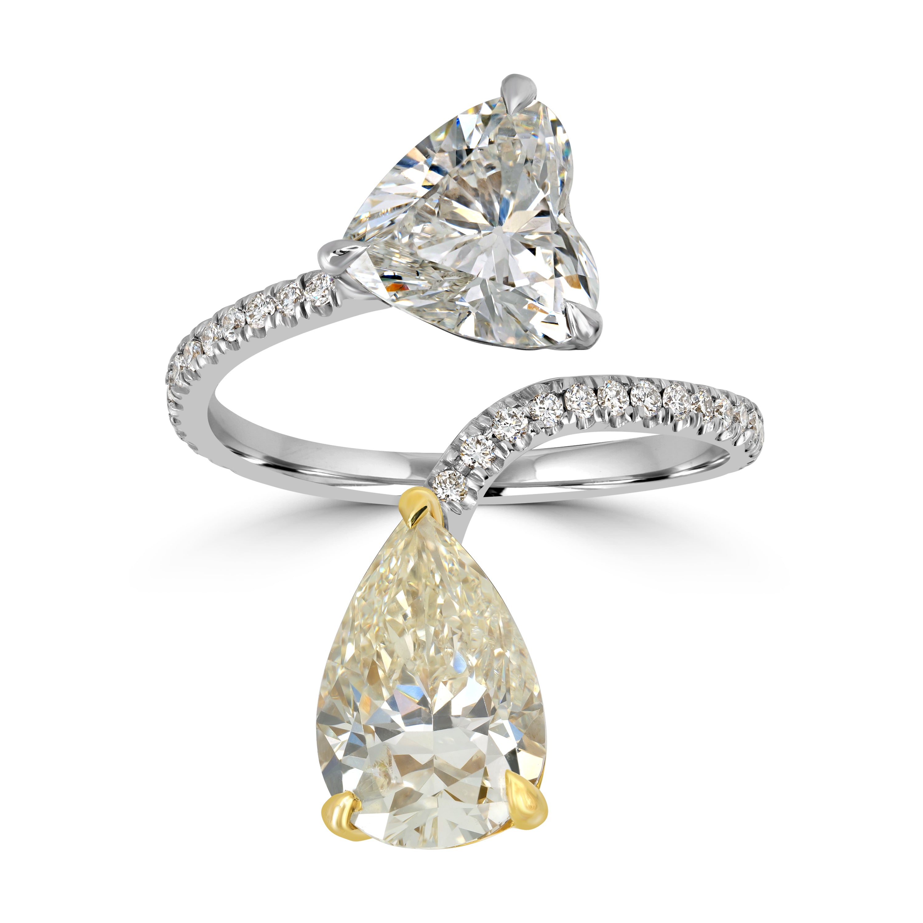 4.72 ctw Solitaire Pear Shape & Heart Shape Diamond Ring in 18K White Gold -  EGL Certified