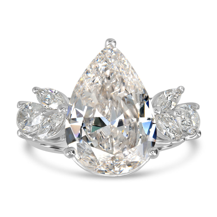 5.46 ct Solitaire Pear Shape Diamond Engagement Ring in 18K White Gold -  GIA Certified